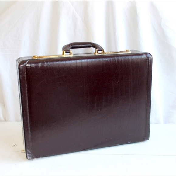 VINTAGE Genuine Leather Suitcase Buxton Brown | Excellent Condition Retro Unisex - Picture 3 of 15